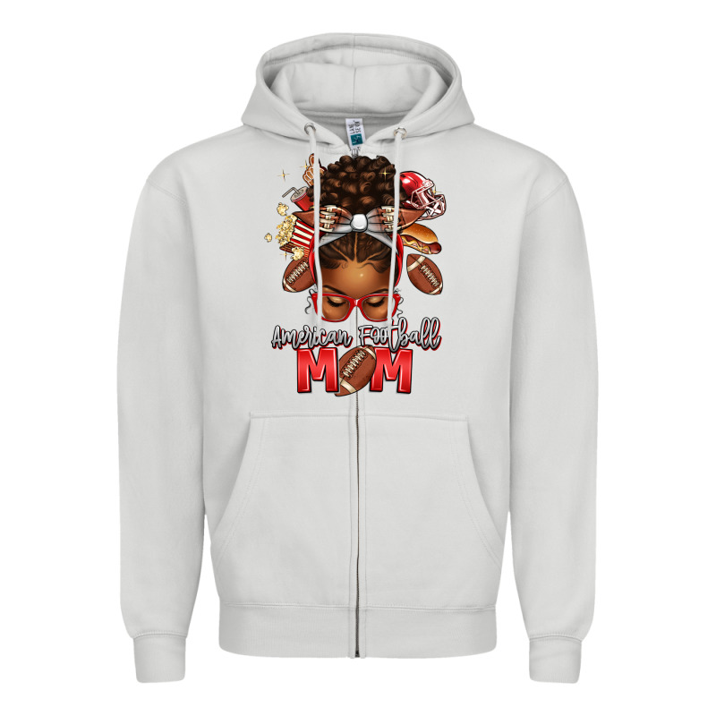 American Football Mom Red And Silver Afro Messy Bu Zipper Hoodie by texasbilliewilder | Teevron