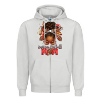 Dove Grey american football mom red and silver afro messy bu Zipper Hoodie - texasbilliewilder