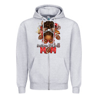 Heather Grey american football mom red and silver afro messy bu Zipper Hoodie - texasbilliewilder
