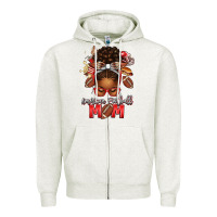 Oatmeal Heather american football mom red and silver afro messy bu Zipper Hoodie - texasbilliewilder