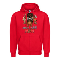 Red american football mom red and silver afro messy bu Zipper Hoodie - texasbilliewilder