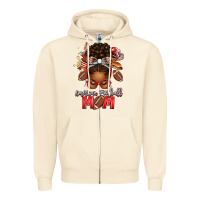 Sandshell american football mom red and silver afro messy bu Zipper Hoodie - texasbilliewilder