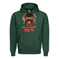 Sports Green american football mom red and silver afro messy bu Zipper Hoodie - texasbilliewilder