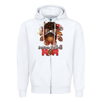 White american football mom red and silver afro messy bu Zipper Hoodie - texasbilliewilder