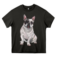 White Black French Bulldog Heavy Core Tee | Teevron
