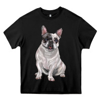 Black white black french bulldog Heavy Core Tee - LillyAllenDesigns