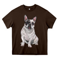Chocolate Brown white black french bulldog Heavy Core Tee - LillyAllenDesigns