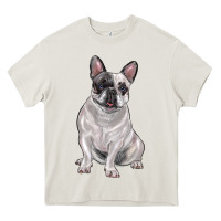 Cream white black french bulldog Heavy Core Tee - LillyAllenDesigns