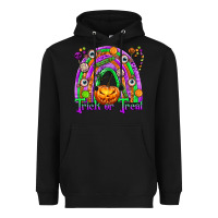 Black Trick or Treat Halloween Rainbow Heavyweight Hoodie - texasbilliewilder