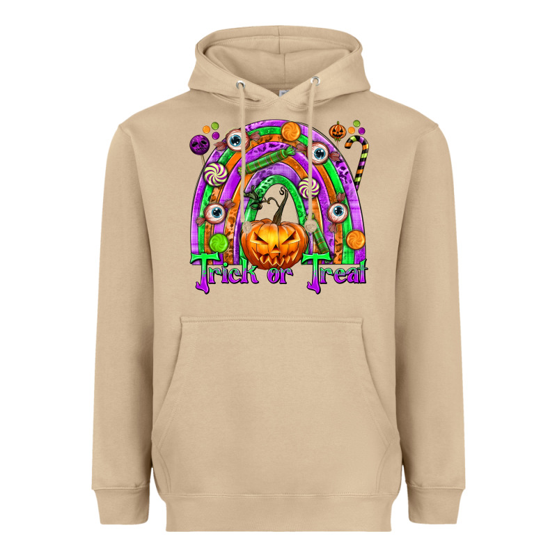 Trick Or Treat Halloween Rainbow Heavyweight Hoodie by texasbilliewilder | Teevron