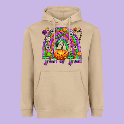 Trick Or Treat Halloween Rainbow Heavyweight Hoodie Designed By Texasbilliewilder