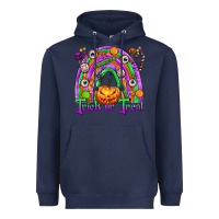 Navy Trick or Treat Halloween Rainbow Heavyweight Hoodie - texasbilliewilder