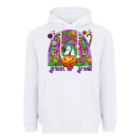 White Trick or Treat Halloween Rainbow Heavyweight Hoodie - texasbilliewilder