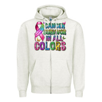 Oatmeal Heather cancer survivor in all colors Zipper Hoodie - texasbilliewilder