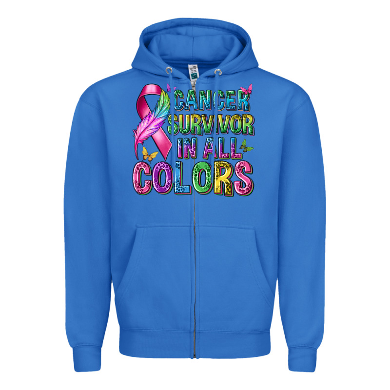 Cancer Survivor In All Colors Zipper Hoodie by texasbilliewilder | Teevron