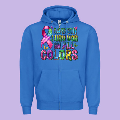 Cancer Survivor In All Colors Zipper Hoodie Designed By Texasbilliewilder