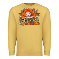 Antique Gold Thanksgiving Turkey Pumpkin Blessed Premium Sweatshirt - CowhideDigitalArt