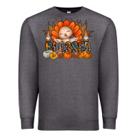 Charcoal Heather Thanksgiving Turkey Pumpkin Blessed Premium Sweatshirt - CowhideDigitalArt