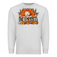 Dove Grey Thanksgiving Turkey Pumpkin Blessed Premium Sweatshirt - CowhideDigitalArt
