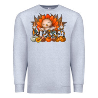 Heather Grey Thanksgiving Turkey Pumpkin Blessed Premium Sweatshirt - CowhideDigitalArt