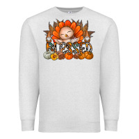 Oatmeal Heather Thanksgiving Turkey Pumpkin Blessed Premium Sweatshirt - CowhideDigitalArt