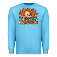 Ocean Blue Thanksgiving Turkey Pumpkin Blessed Premium Sweatshirt - CowhideDigitalArt