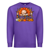 Purple Thanksgiving Turkey Pumpkin Blessed Premium Sweatshirt - CowhideDigitalArt