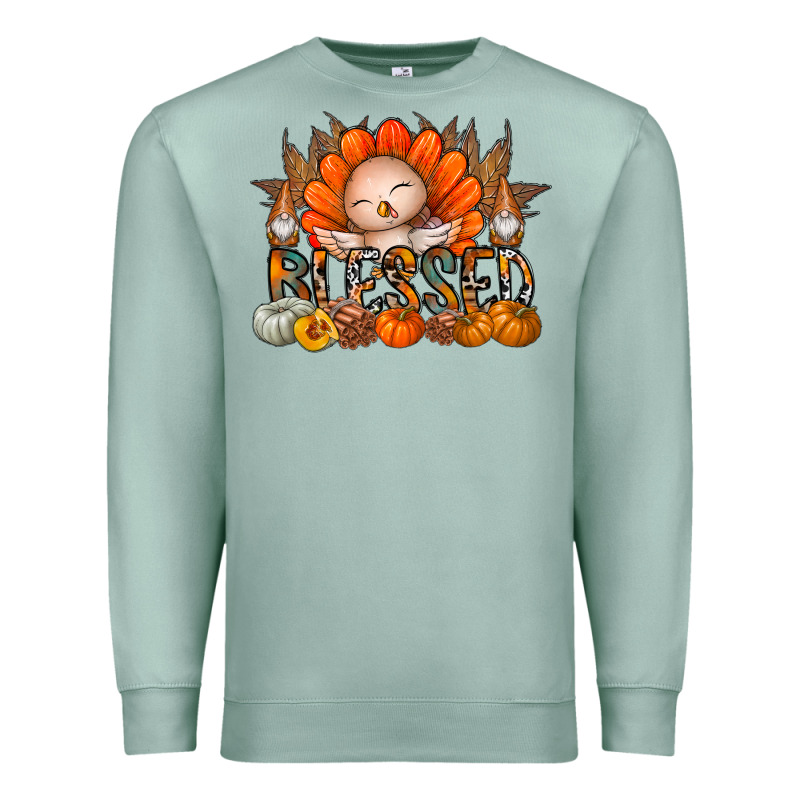 Thanksgiving Turkey Pumpkin Blessed Premium Sweatshirt by CowhideDigitalArt | Teevron