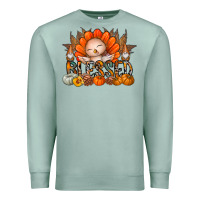 Seafoam Thanksgiving Turkey Pumpkin Blessed Premium Sweatshirt - CowhideDigitalArt