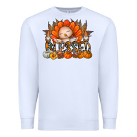 White Thanksgiving Turkey Pumpkin Blessed Premium Sweatshirt - CowhideDigitalArt