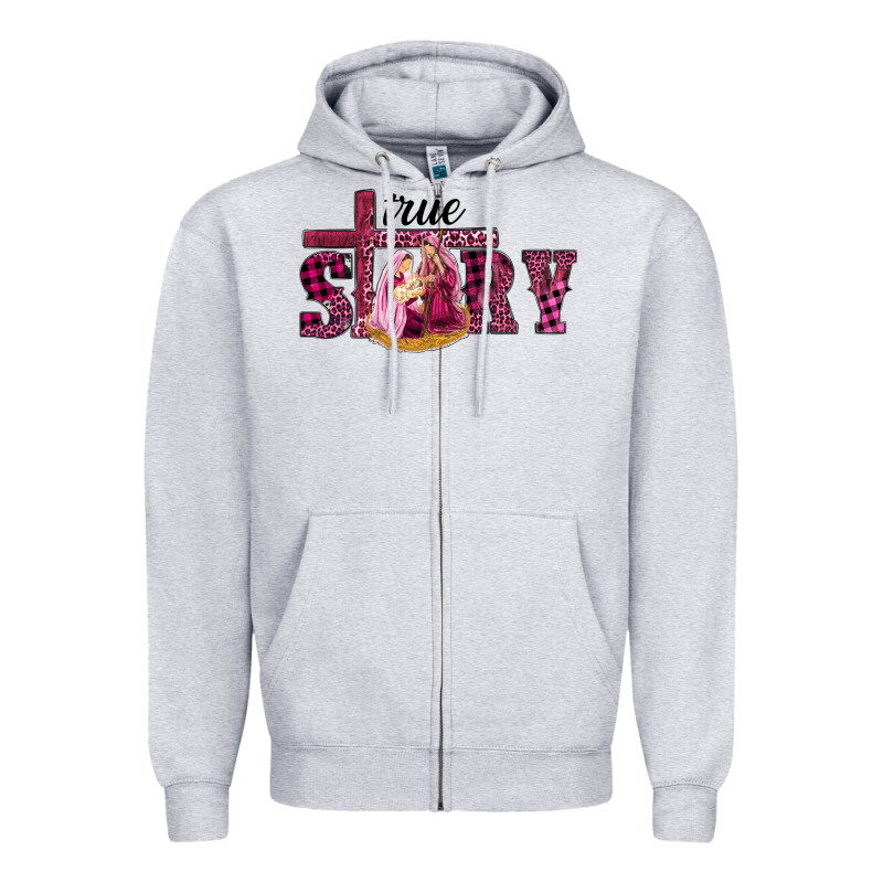 Pink Christmas True Story Holy Family Zipper Hoodie by RanaPortraitStore | Teevron