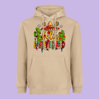 Feliz Navidad Heavyweight Hoodie Designed By Zillion Design Studio