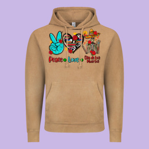 Peace Love Dia De Los Muertos Vintage Hoodie Designed By Adodesignshop