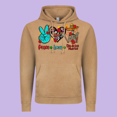 Peace Love Dia De Los Muertos Vintage Hoodie Designed By Adodesignshop