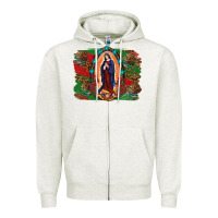 Mexican Flag Lady Of Guadalupe Distressed Backgrou Zipper Hoodie | Teevron