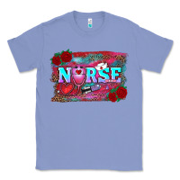 Colony Blue valentines day nurse with leopard and turquoise ba Classic Tee - RanaPortraitStore