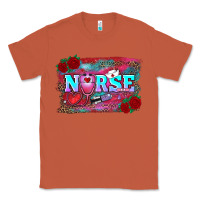 Copper valentines day nurse with leopard and turquoise ba Classic Tee - RanaPortraitStore