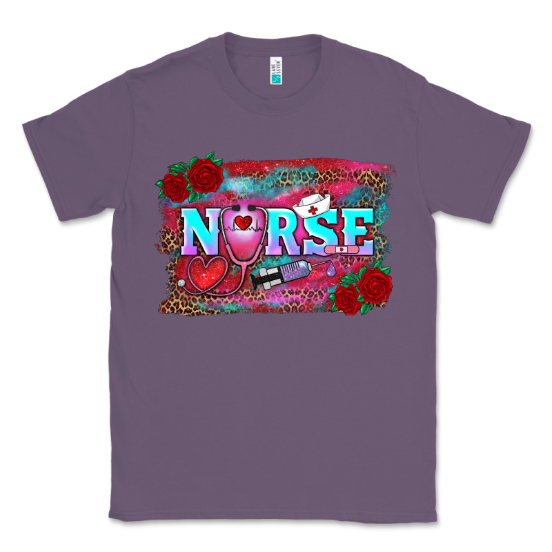 Valentines Day Nurse With Leopard And Turquoise Ba Classic Tee by RanaPortraitStore | Teevron