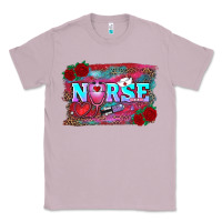 Lilac valentines day nurse with leopard and turquoise ba Classic Tee - RanaPortraitStore