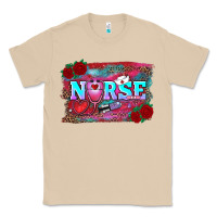 Mushroom valentines day nurse with leopard and turquoise ba Classic Tee - RanaPortraitStore