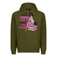Army Green good things come to those who hustle Premium Hoodie - NancyCooperArtShop