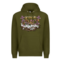 Army Green grow in grace Premium Hoodie - NancyCooperArtShop