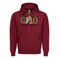Burgundy With God All Things Are Possible Zipper Hoodie - RanaPortraitStore