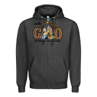 Charcoal Heather With God All Things Are Possible Zipper Hoodie - RanaPortraitStore