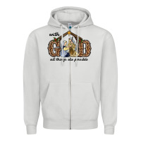 Dove Grey With God All Things Are Possible Zipper Hoodie - RanaPortraitStore