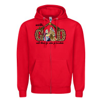 Red With God All Things Are Possible Zipper Hoodie - RanaPortraitStore