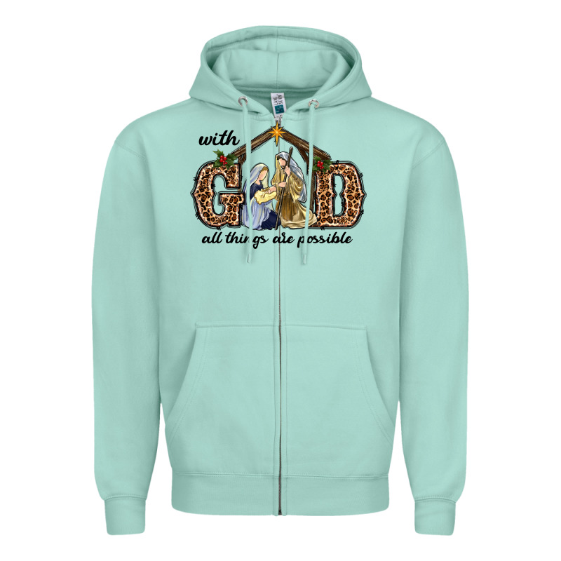 With God All Things Are Possible Zipper Hoodie by RanaPortraitStore | Teevron
