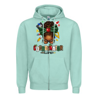 Seafoam educational coordinator life afro messy bun Zipper Hoodie - texasbilliewilder