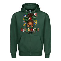 Sports Green educational coordinator life afro messy bun Zipper Hoodie - texasbilliewilder