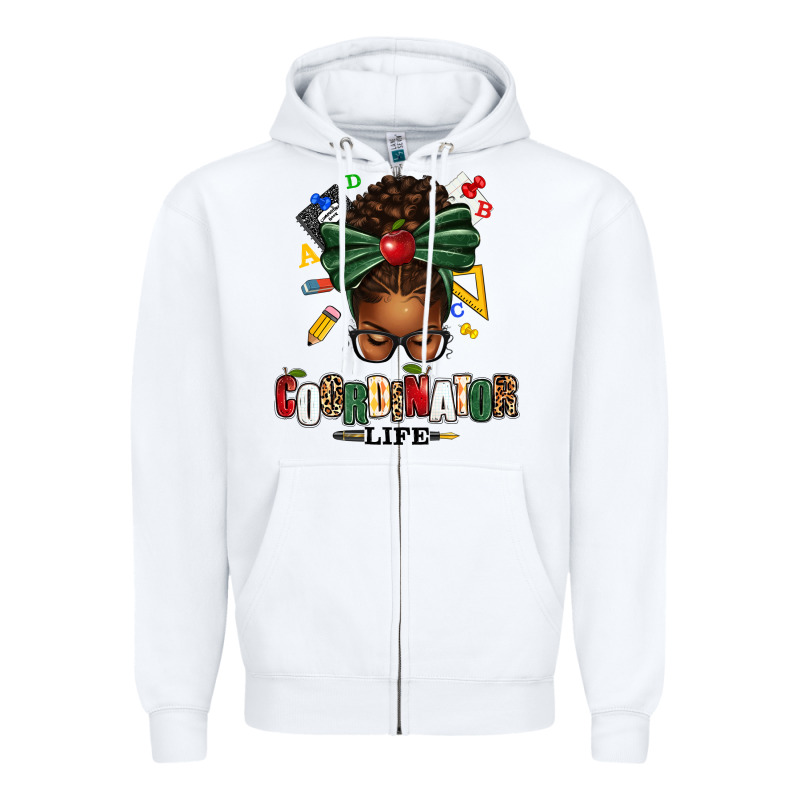 Educational Coordinator Life Afro Messy Bun Zipper Hoodie by texasbilliewilder | Teevron